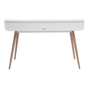 Bureau avec rangements scandinave blanc et bois clair L140 cm OPUS