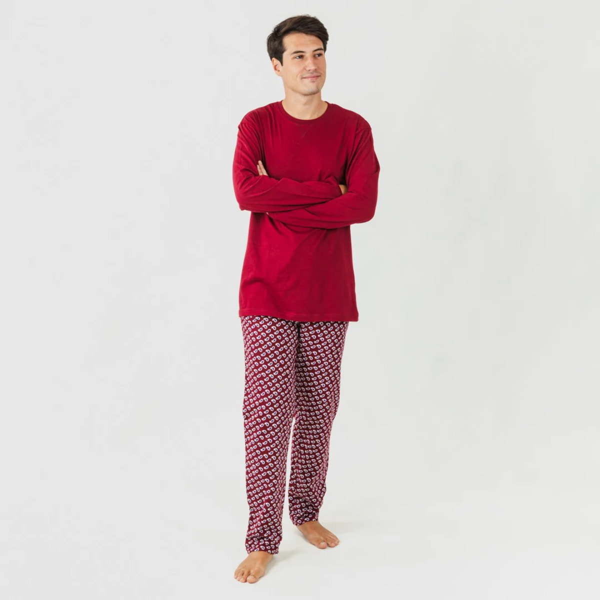 Pigiama uomo in flanella jaume bordeaux