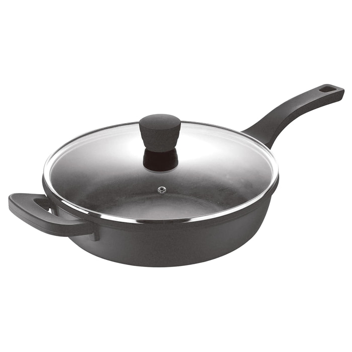 Sartén Honda Ø28x6cm en Aluminio fundido RETRO con tapa Bergner