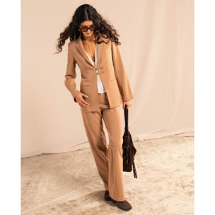 Pantalón recto de traje de cintura baja de mujer