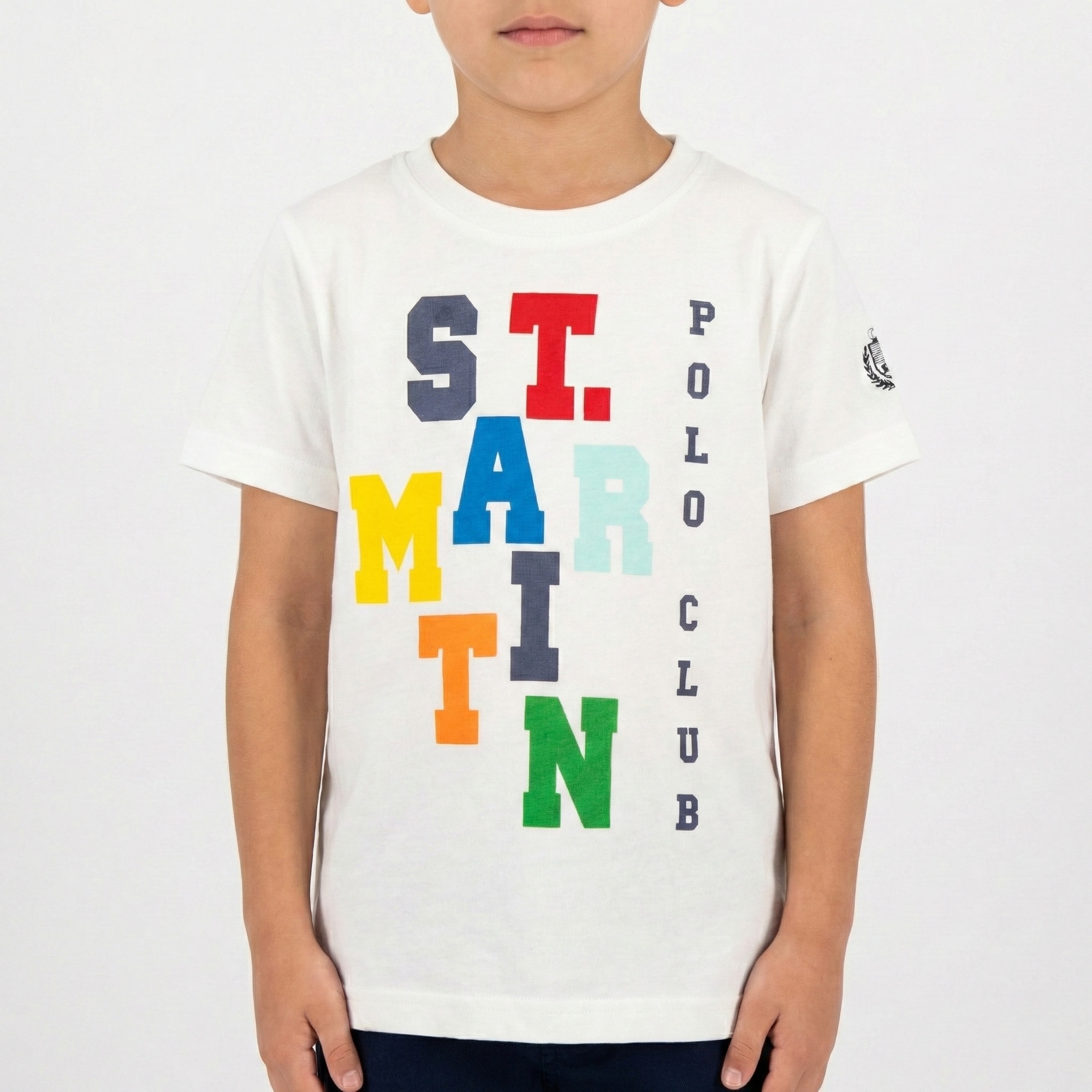 T-shirt maniche corte con stampa logo multicolor
