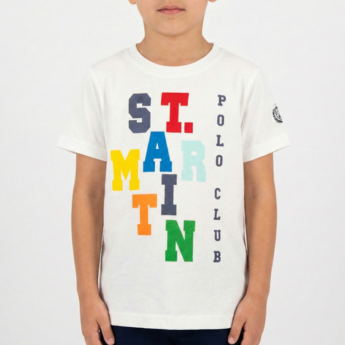 T-shirt maniche corte con stampa logo multicolor