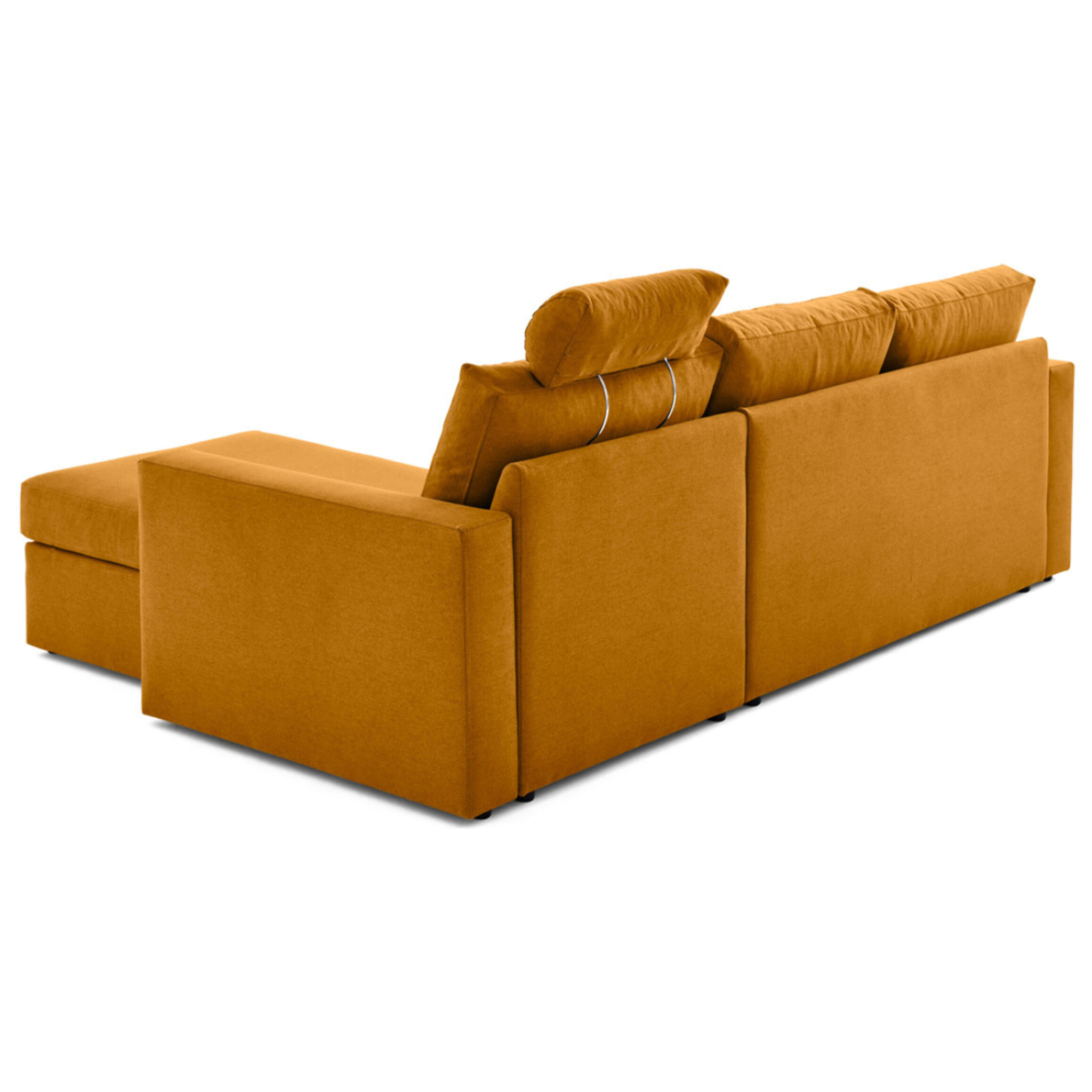 Barrie - canapé d'angle réversible 4 places avec têtière amovible en tissu - Jaune