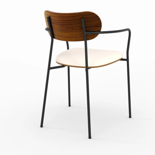 Lot de 2 chaises en tissu beige et placage en bois foncé - Marine