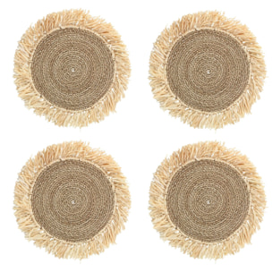 LOT DE 4 SETS DE TABLE EN RAPHIA NATUREL -OAXA