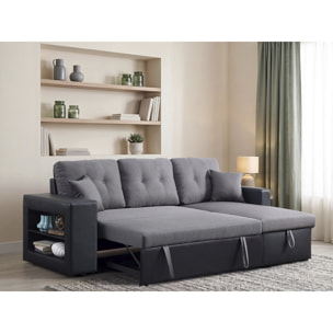 Canapé d'angle convertible/réversible "Axel" - 3 places - Noir/Gris
