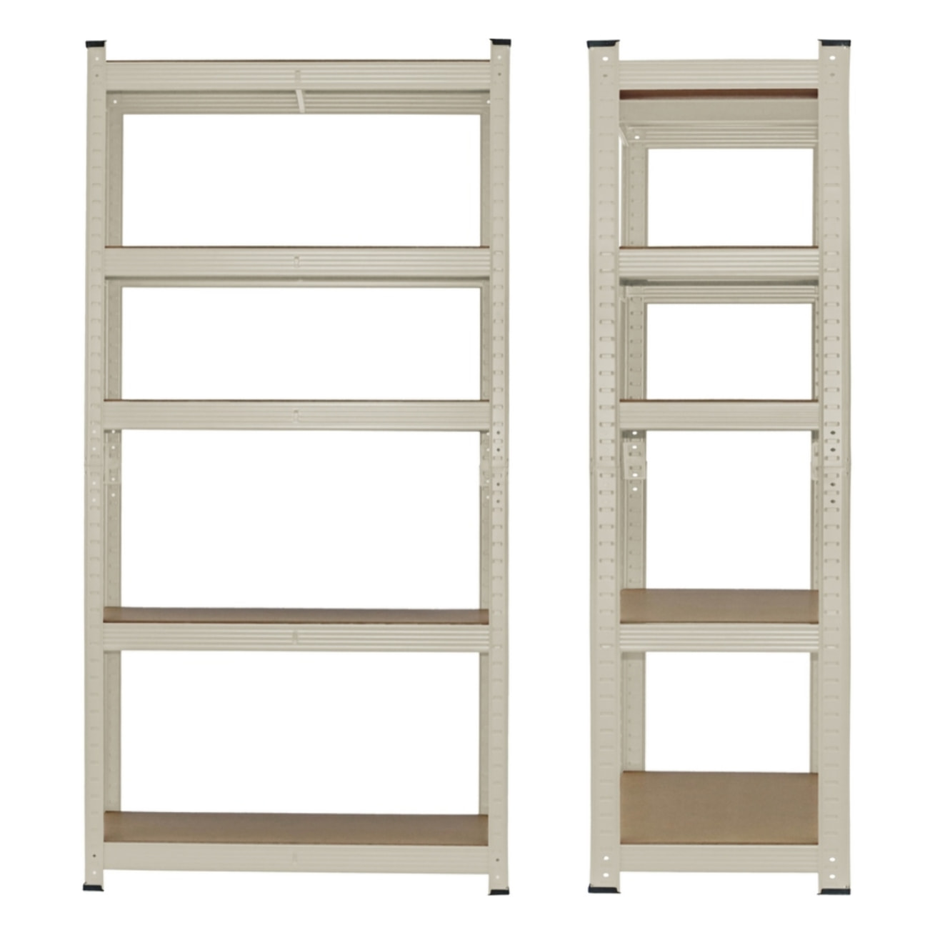 Set da 2 scaffali metallici 150x75x30 cm, color avorio