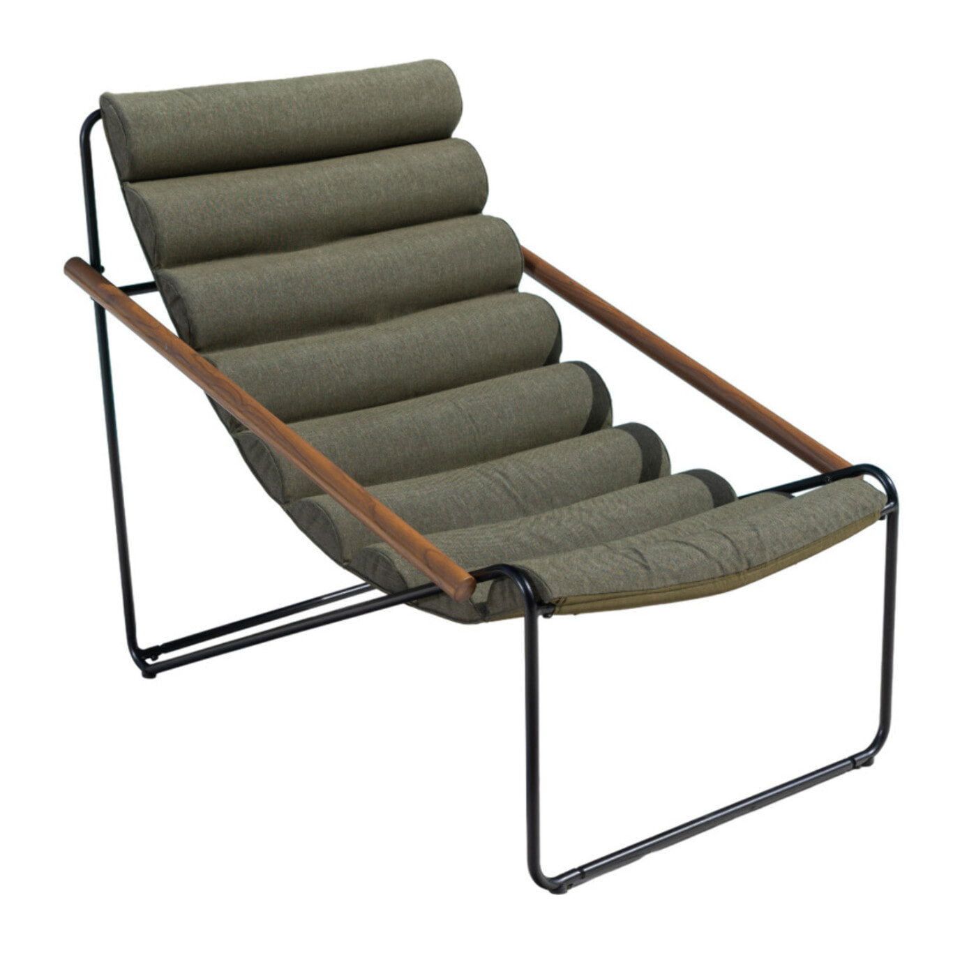 Fauteuil de détente en acier - bois et vert - SAVANE