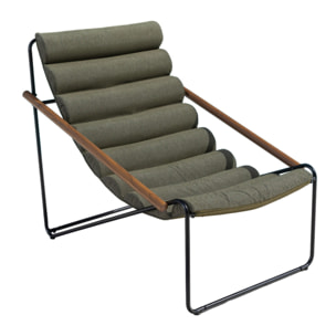 Fauteuil de détente en acier - bois et vert - SAVANE