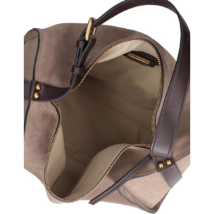 Borsa a spalla da donna Made in Italy - Modello Cielia Pro - Pelle scamosciata - 35.0 x 23.0 x 14.0 cm