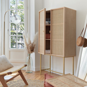 Buffet haut 2 portes "Rayo" - cannage rotin