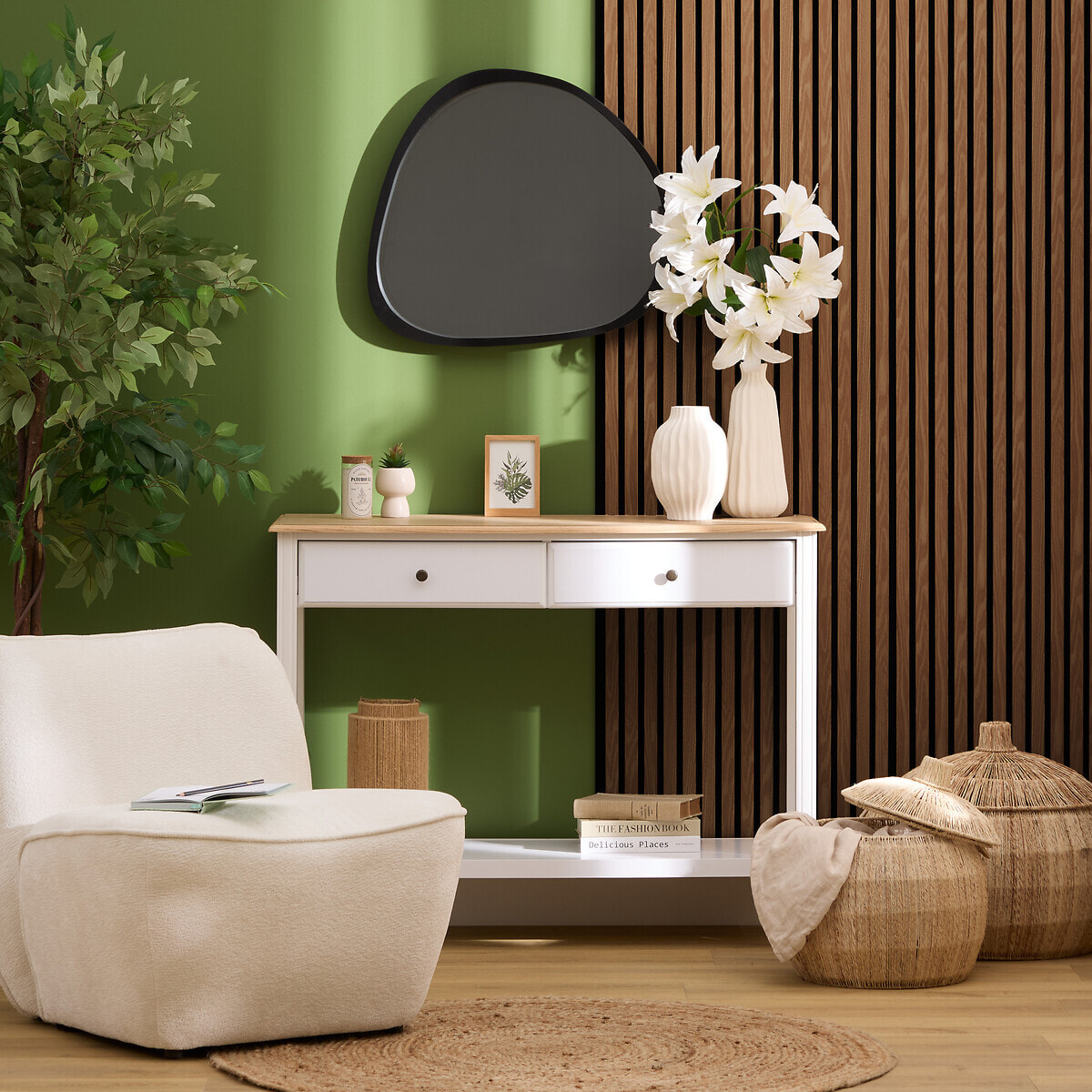 Panneau décoratif mural Colva bois foncé 240x60cm
