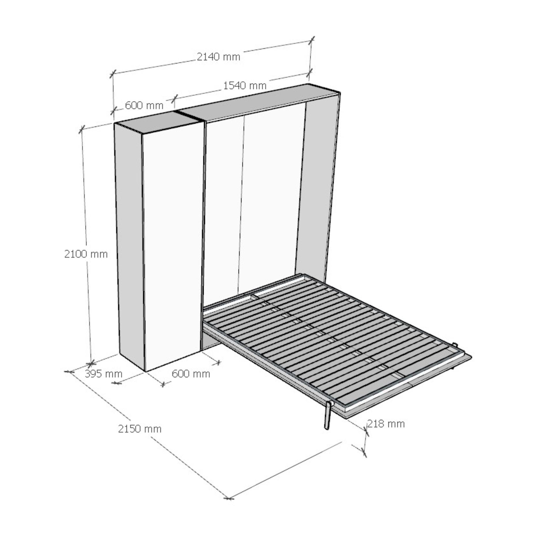 Cama abatible 140 vertical Kentaro con columna Nogal