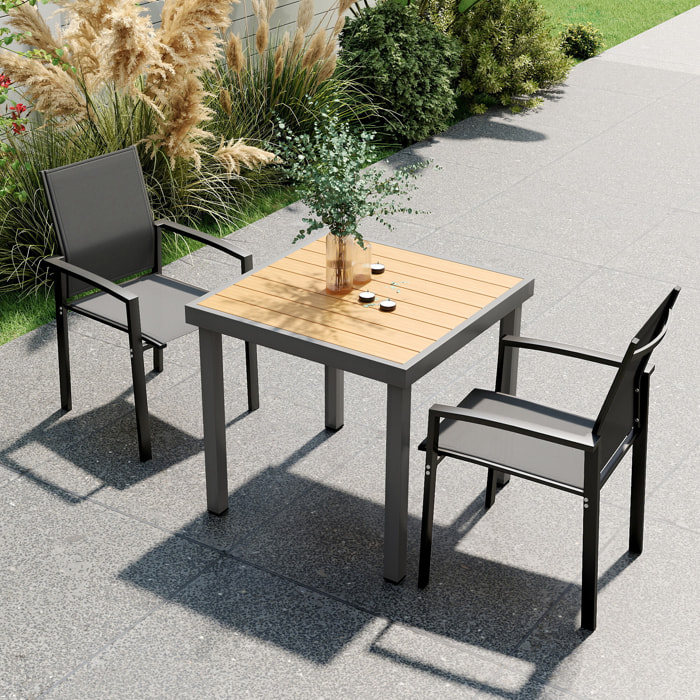 Lot de 2 chaises de jardin empilables grand confort alu textilène anthracite
