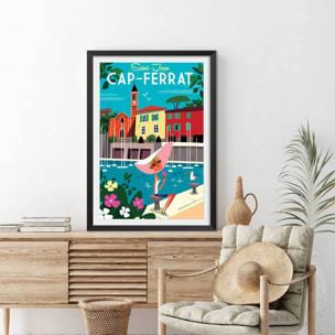 Poster du cap ferrat Affiche sous cadre noir