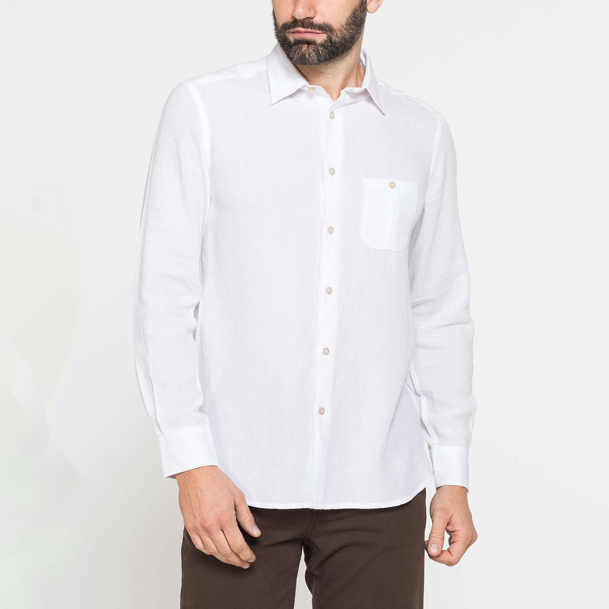 CAMICIA IN LINO E LYOCELL A MANICA LUNGA DA UOMO