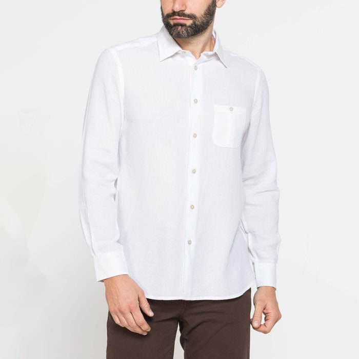 CAMICIA IN LINO E LYOCELL A MANICA LUNGA DA UOMO