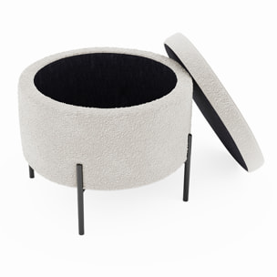 Angelo – Pouf coffre en tissu bouclette crème