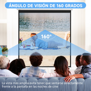 Pantalla de Proyector Manual 99 Pulgadas Pantalla de Proyección Portátil Formato 1:1 para Interior y Exterior Cine en Casa Patio 178x178 cm Blanco