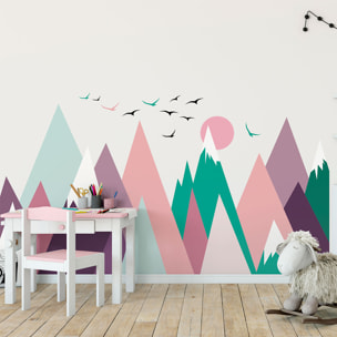 Stickers muraux enfants - Décoration chambre bébé - Autocollant Sticker mural géant enfant montagnes scandinaves ANIELKA