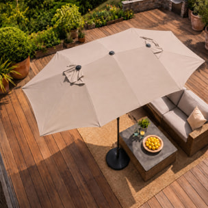 Parasol rectangulaire double 2,7x4,6m taupe CABIATE