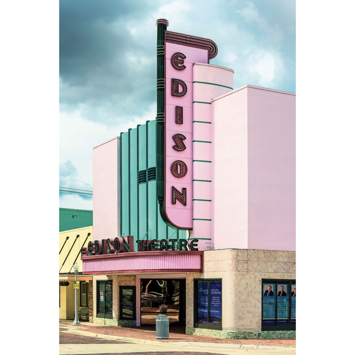 Tableau edison theater sur fond rose Tableau alu Dibond