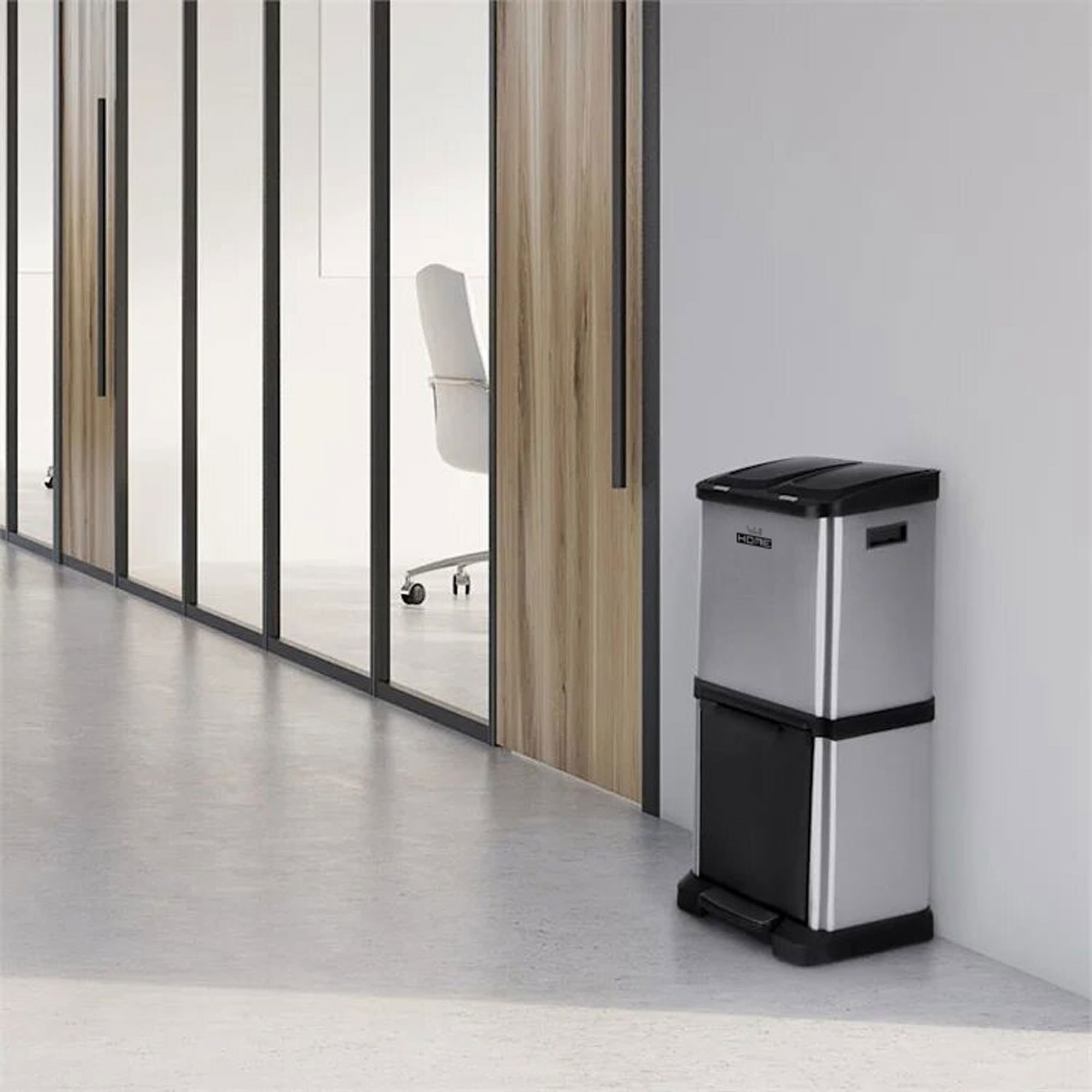 Cubo de reciclaje ecológico 32 litros de 3 compartimentos (2 de 8 l + 1 de 16 l), reciclaje de basura / cubos de reciclaje, gran capacidad, para papel