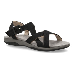 Sandalias planas de mujer diseño moderno, comodas con cierre de cierre autoadherente y con tiras cruzadas