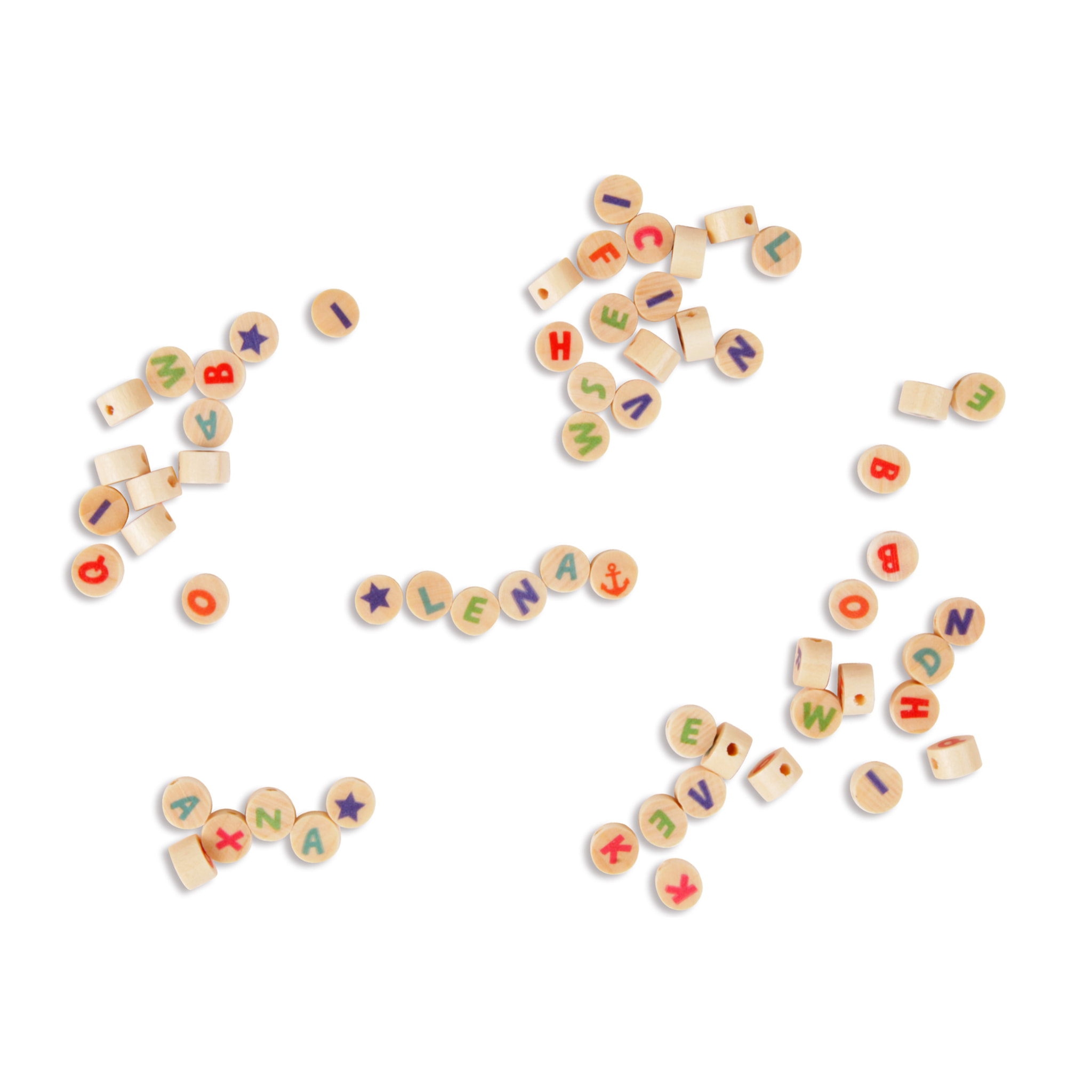 Perle in Legno cubi ABC multicolore, 300 pezzi