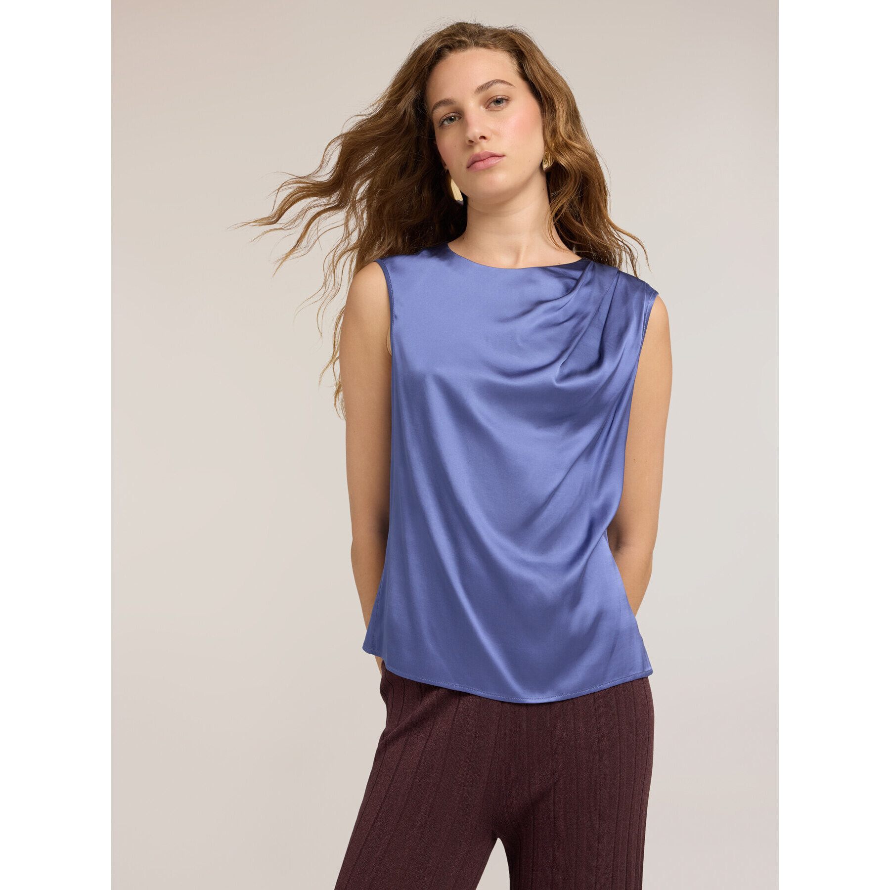 Motivi - Top in raso con drappeggio asimmetrico - Blu