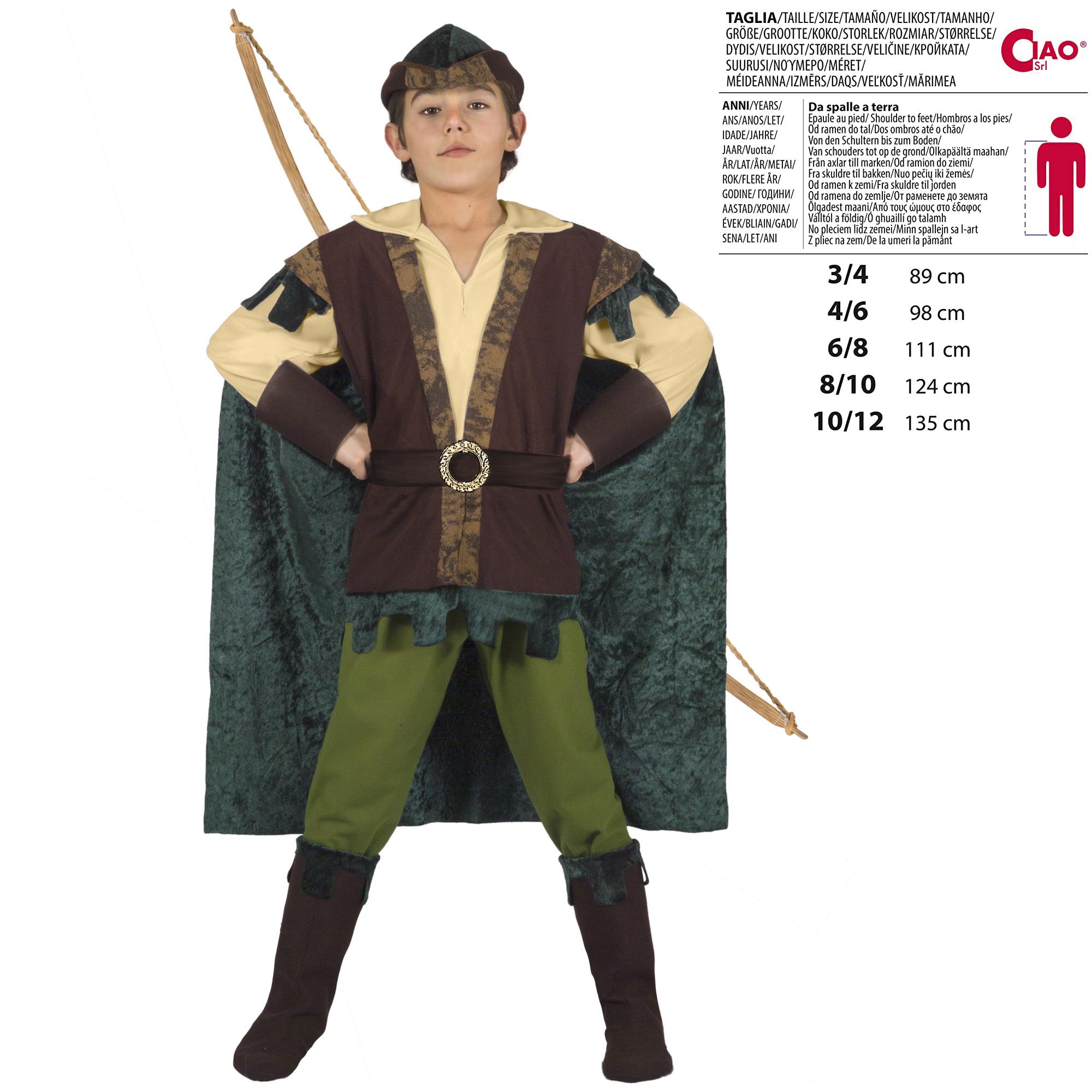 Costume Carnevale Robin Hood Arciere Di Sherwood Bambino