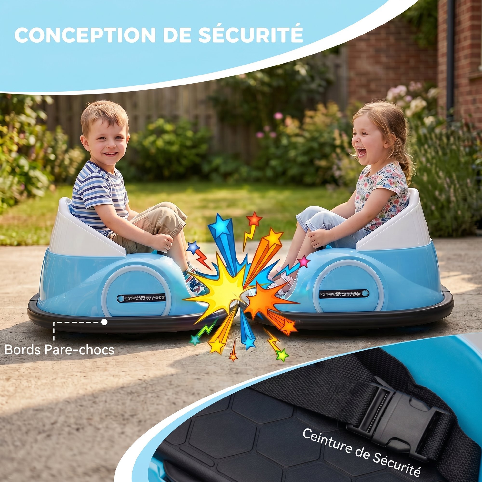 Voiture électrique enfant auto-tamponneuse effets sonores lumineux télécommande