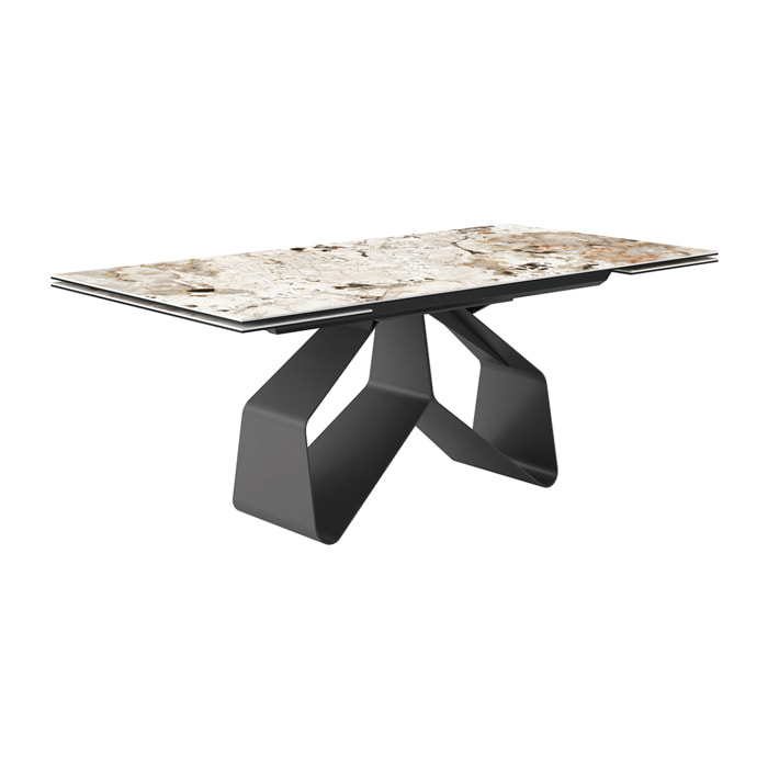 TAVOLO ALLUNGABILE RIBBON - GRIGIO CARBONE, RETTANGOLARE BORDO REGOLARE, GRES PORCELLANATO TUNDRA