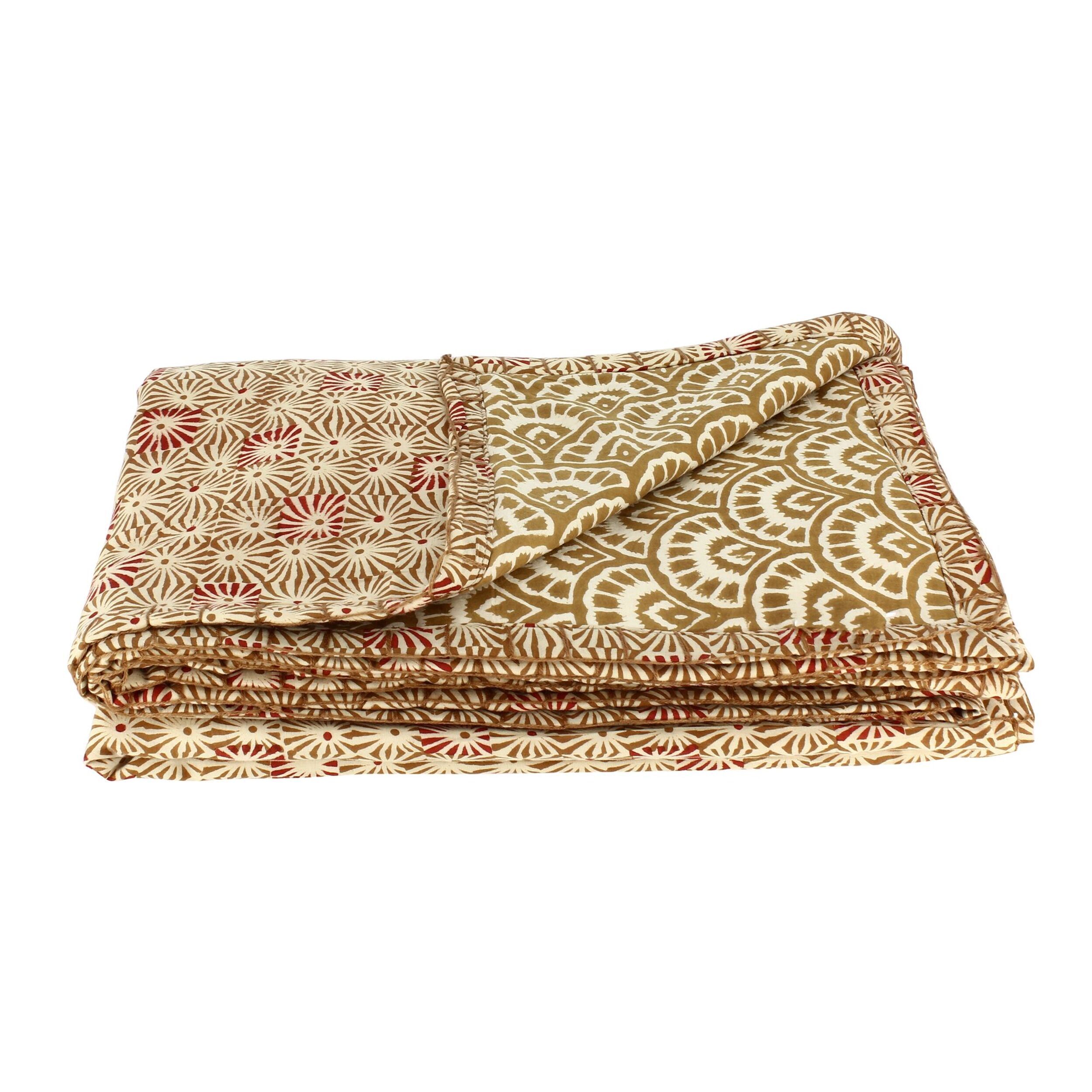 Courtepointe en coton camel 160cm ASWINI