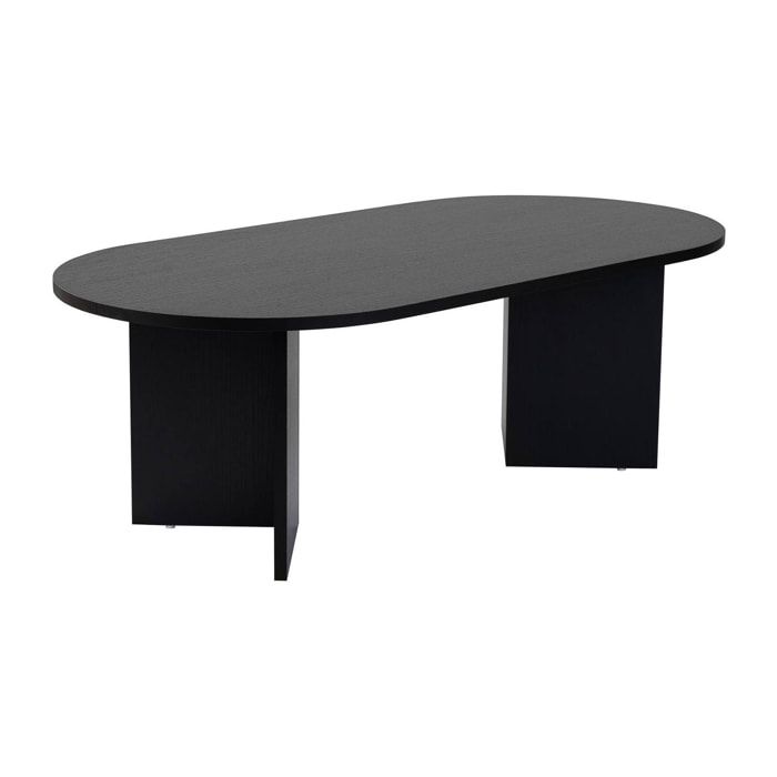 Tavolino da salotto Elain, Tavolo basso da caffè, Portariviste per divano, Ripiano da soggiorno, 119x60 h40 cm, Nero