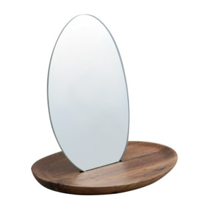 Miroir sur socle ovale Bois ALESIA D'acacia Spirella