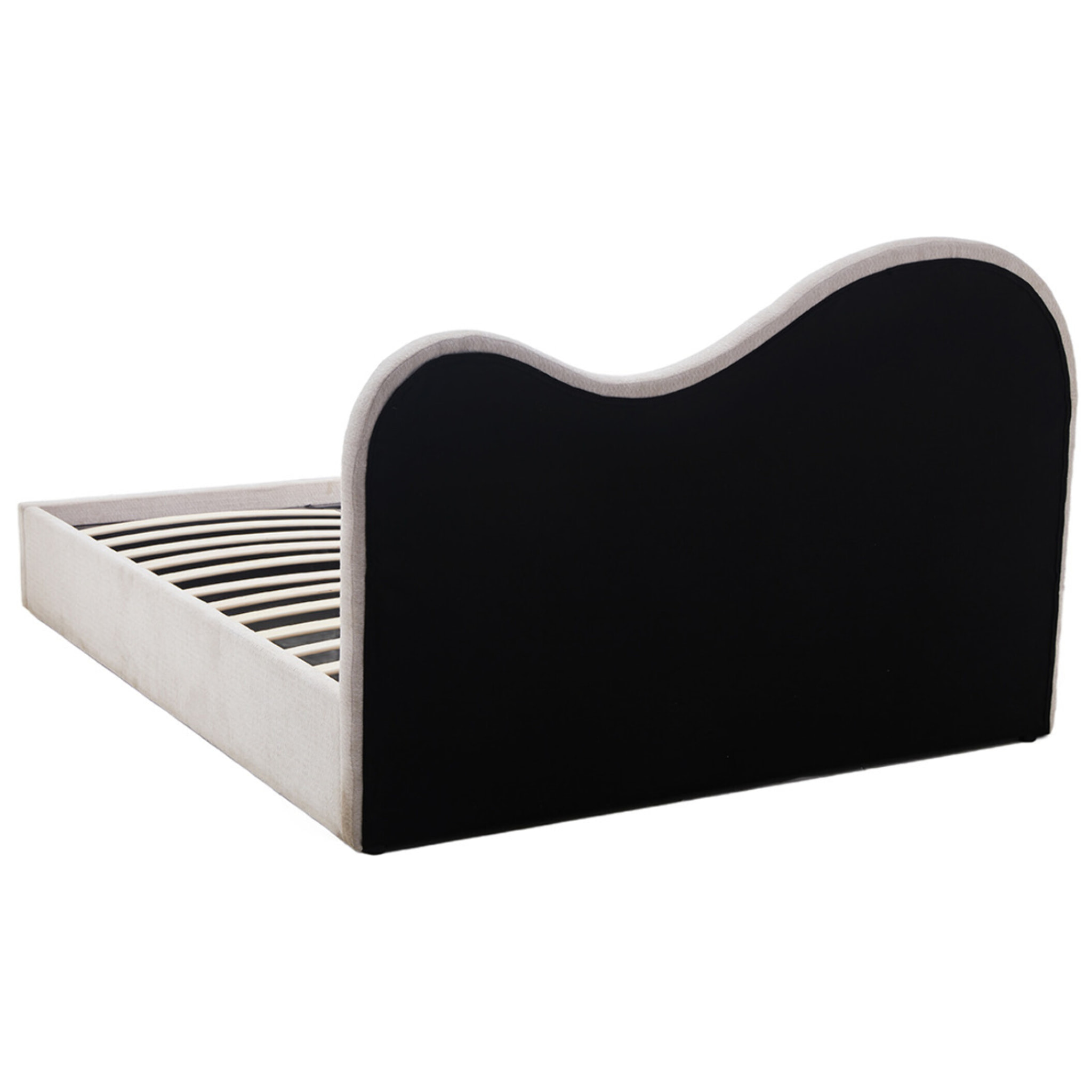 Lucas - lit coffre - 160x200 cm - en velours texturé - Beige