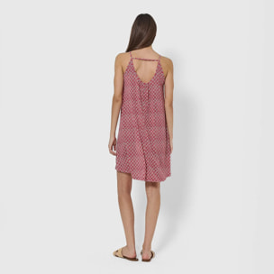 Camisón corto tirantes crepe neville fresa