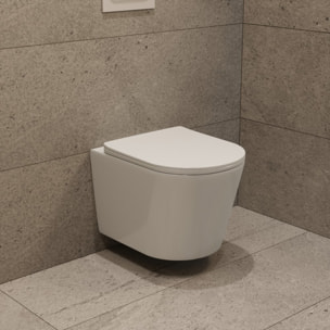 Pack WC suspendu complet avec bâti-support Geberit Duofix, cuvette Ceramia Vortex, abattant SoftClose et plaque blanche