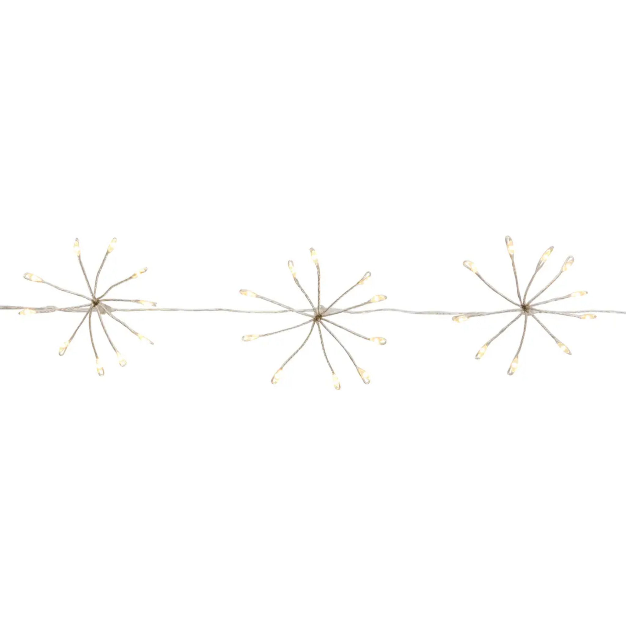 Guirlande lumineuse à pompons d'intérieur 4 m 400 LED blanc chaud fil cuivre à piles