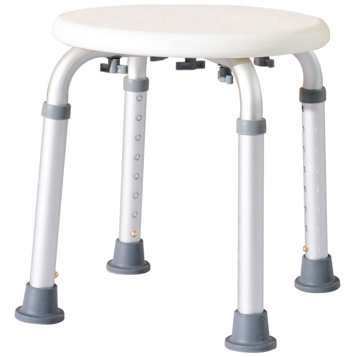 Taburete de Ducha, Silla Ducha Personas Mayores Antideslizante con Altura Regulable, Carga 135 kg, Taburete de Baño para Ancianos y Discapacitados, Blanco
