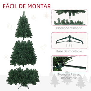 Árbol de Navidad 210 cm Árbol de Navidad Artificial con 1064 Ramas de Alambre de Memoria y Base Plegable Árbol de Navideño para Salón Verde