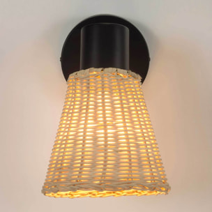 Forlight Nature plafón negro y rattan natural para bombilla E27