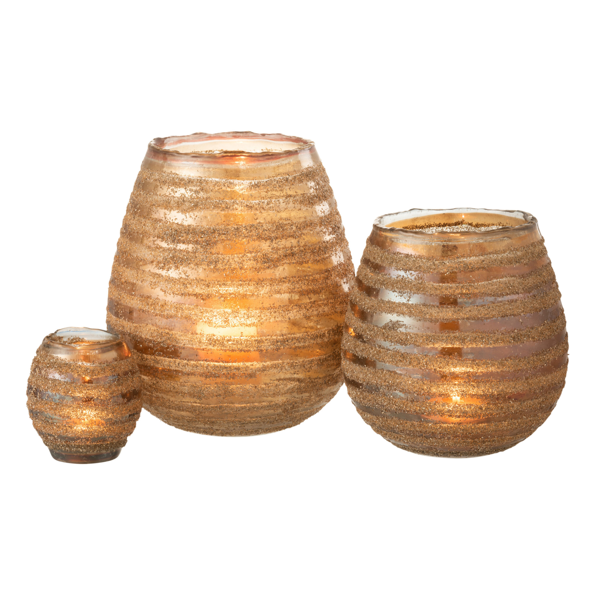 J-Line photophore Lignes Rond - verre - marron - large