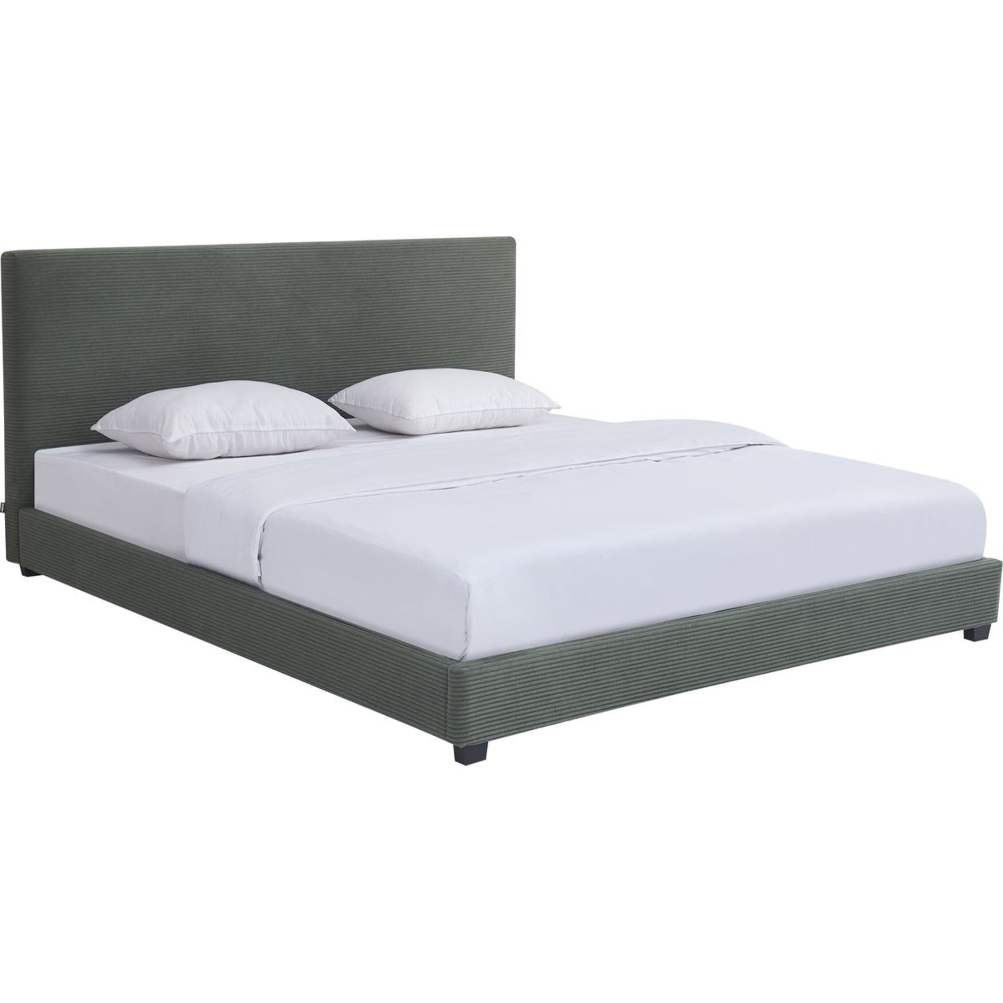 Lit avec tête de lit en velours côtelé - WILLIAM