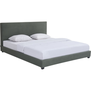 Lit avec tête de lit en velours côtelé - WILLIAM