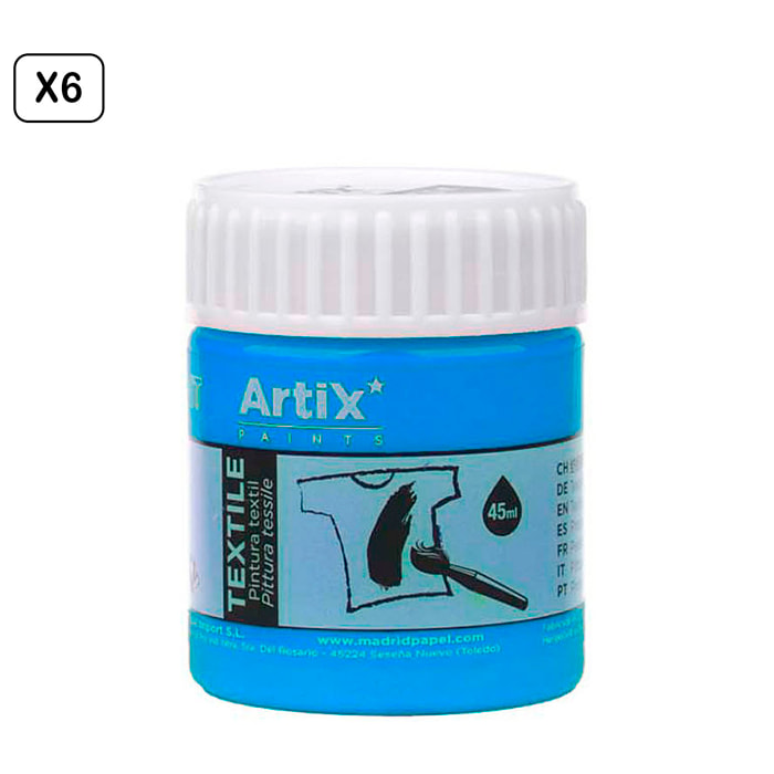 Confezione da 6 pz. PITTURA TEXTILE BLU MEDIO 45 ml