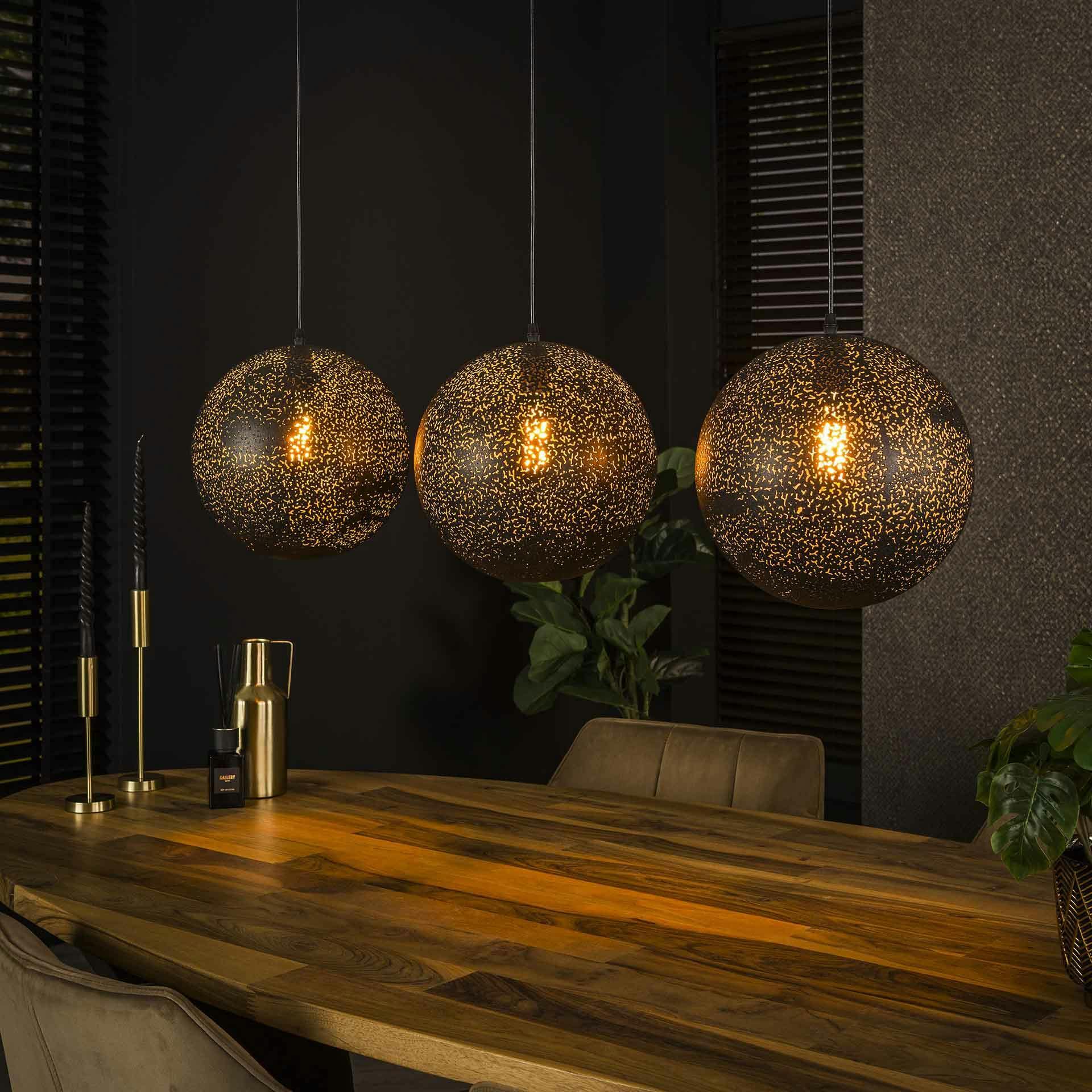 Suspension de table 3 globes métalliques ajourés RALF