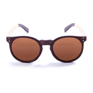 Gafas de sol OCEAN LIZARD WOOD - Marrón oscuro mate patillas de bambú y / Marrón. patillas madera oscuro natural blanco-rojo y marrón lente