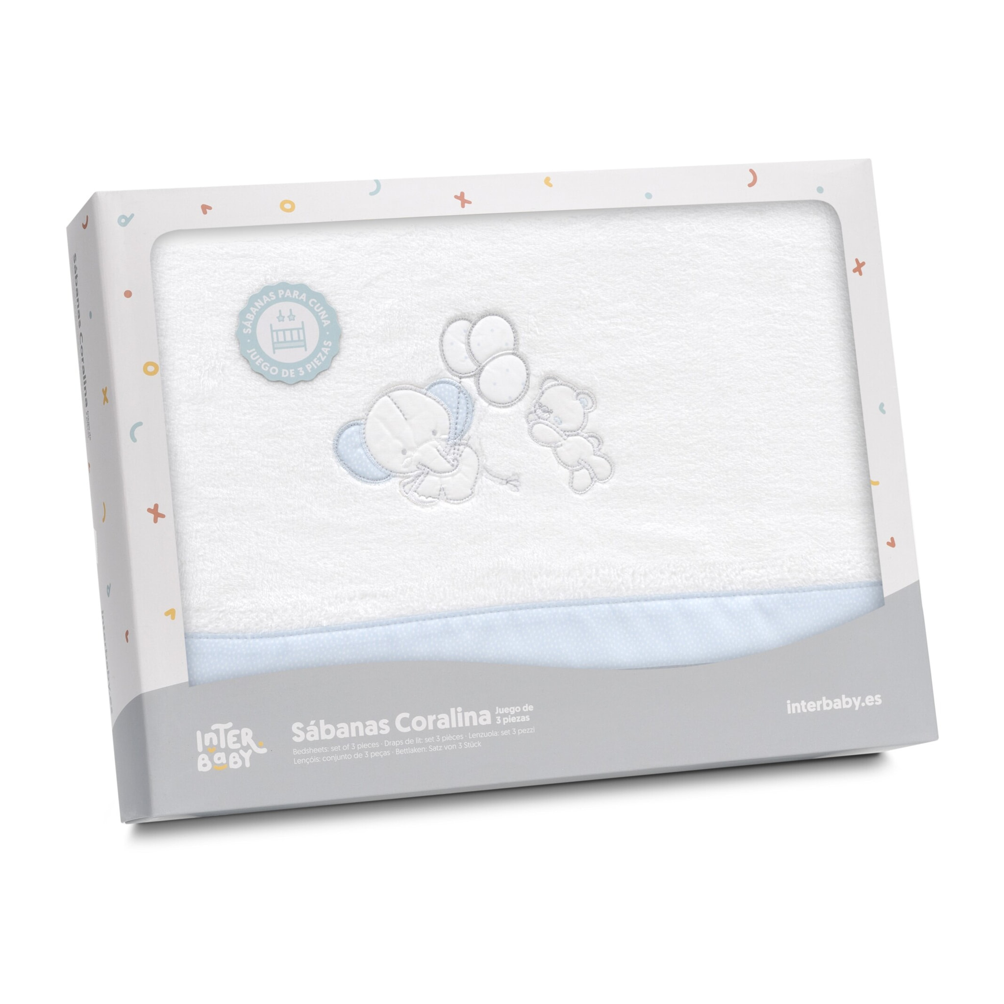 Triptico Minicuna Coralina Oso Elefante Globos Bco/Azul